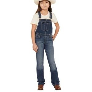 Wrangler Girls Tegan Medium Wash Western Festival Overalls Size Large